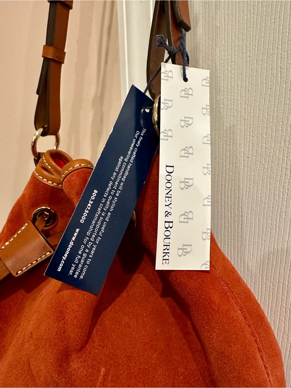 Dooney & Bourke Orange Suede Bucket Bag - Picture 3 of 12